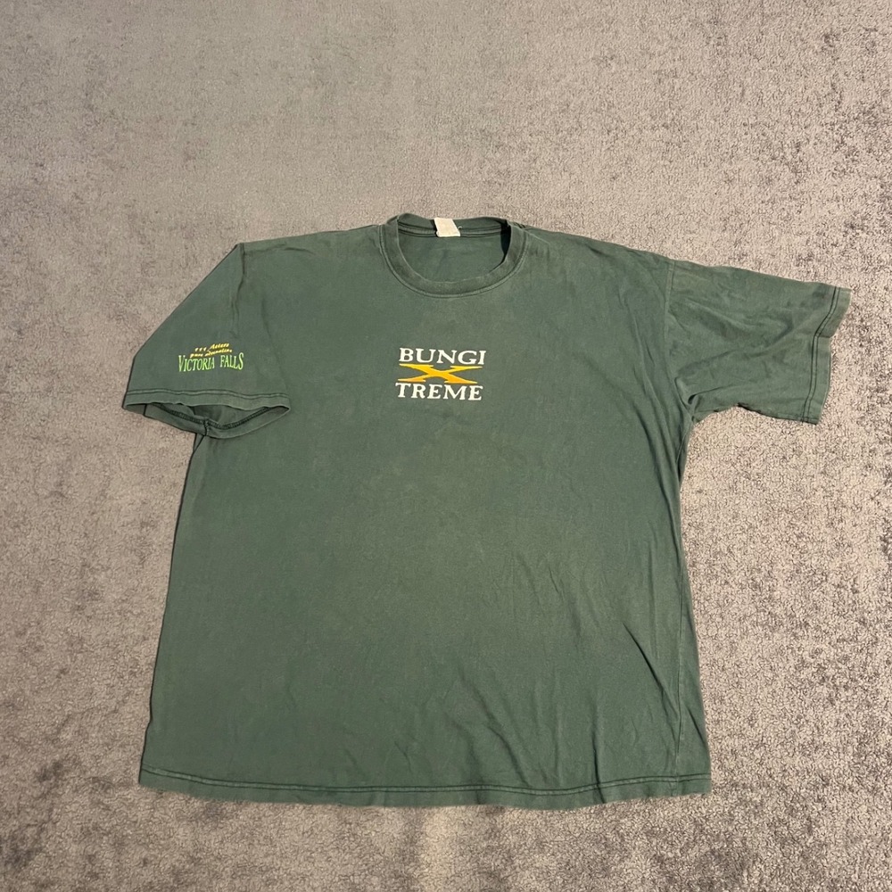 Vintage Bungi Xtreme Victoria Falls Shirt XL Green Adventure Souvenir Nature